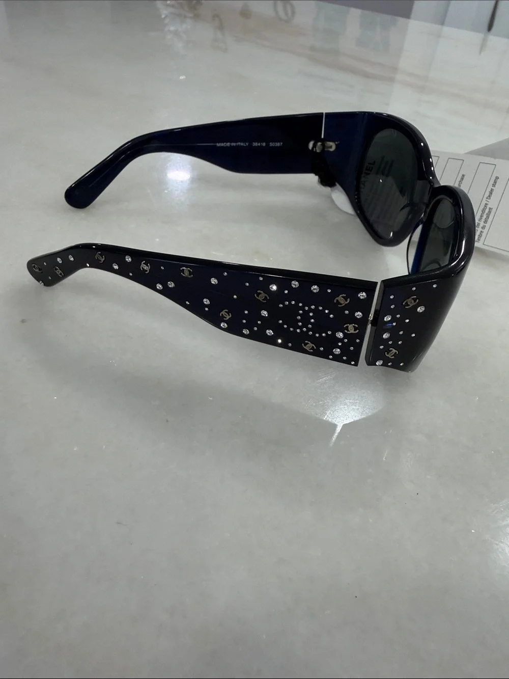 CHANEL Black Women's Sunglasses with Studded Temple Detail brand new with box